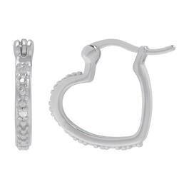 Gianni Argento Sterling Silver Diamond Accent Heart Hoop Earrings