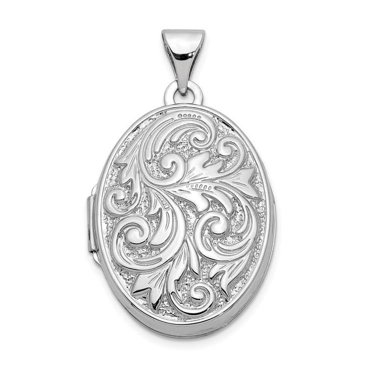 Gold Classics(tm) 14kt. White Gold Reversible Love You Always Locket