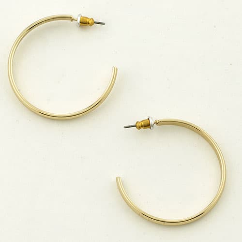 Freedom Nickel Free Gold Tone Medium Hoop Earrings - image 