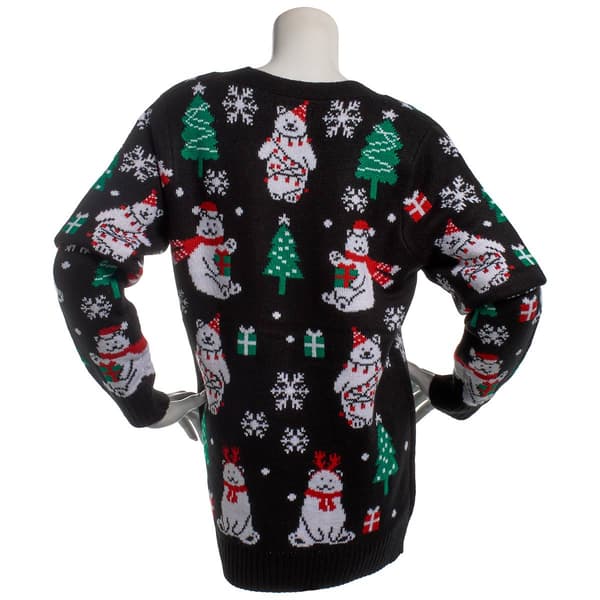 Plus Size Holiday Hype Button Front Polar Bears Cardigans