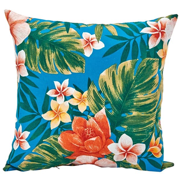 Jordan Manufacturing Floral Pillow - Turquoise/Orange Coral - image 
