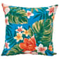 Jordan Manufacturing Floral Pillow - Turquoise/Orange Coral - image 1