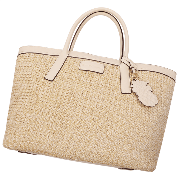 Tommy Bahama Woven Straw Beach Tote with Pineapple Charm