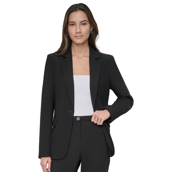 Womens DKNY Long Button Sleeve Notched Lapel Blazer