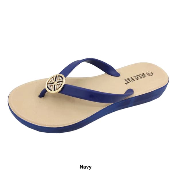 Womens Ashley Blue Glee Medallion Jelly Flip Flops - image 