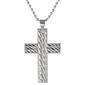 Mens Lynx Stainless Steel Ball Chain Textured Cross Pendant - image 1
