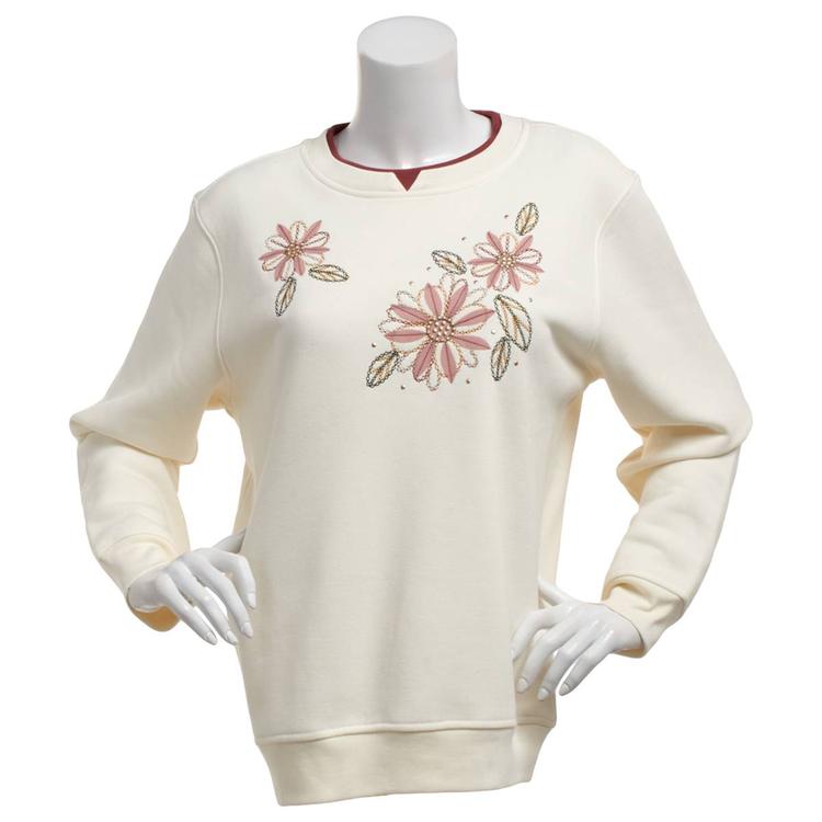 Womens Hasting & Smith Organza Floral Fleece Sweatshirt