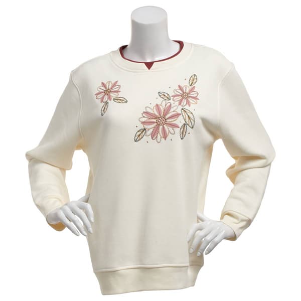 Plus Size Hasting & Smith Organza Floral Fleece Sweatshirt - image 