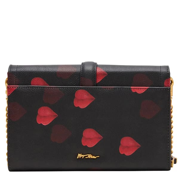 Betsey Johnson Kisses Gold Crossbody Wallet