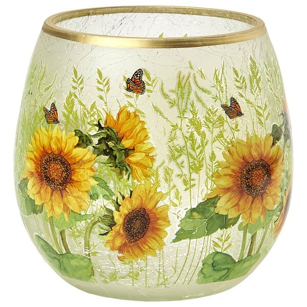 Transpac Sunflower Crackle Candle Holder - image 