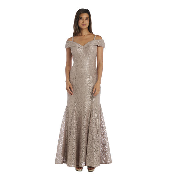 Womens R&M Richards Shimmer Lace Mermaid Evening Dress - image 