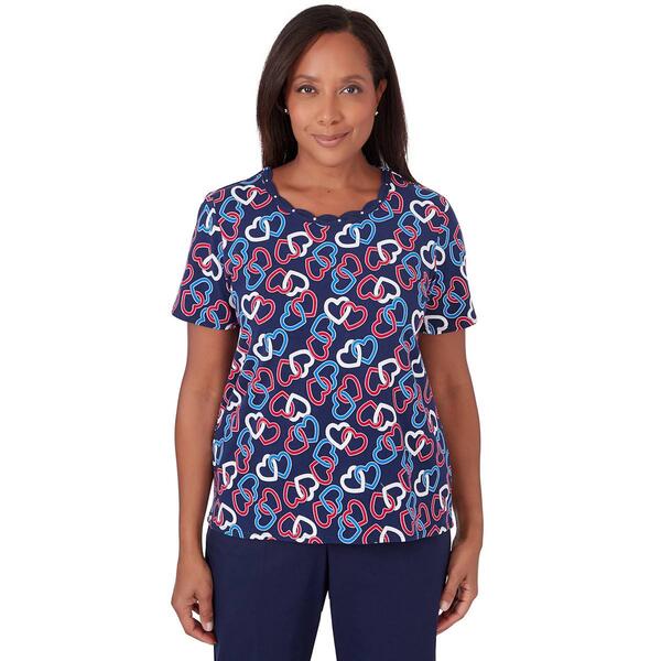 Petites Alfred Dunner All American Linking Hearts Tee - image 
