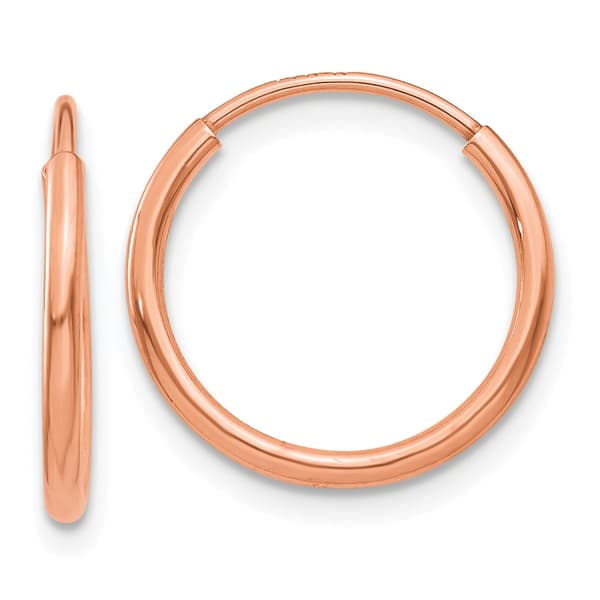 Gold Classics&#40;tm&#41; 13.5mm. 14kt. Rose Polished Hoop Earrings - image 