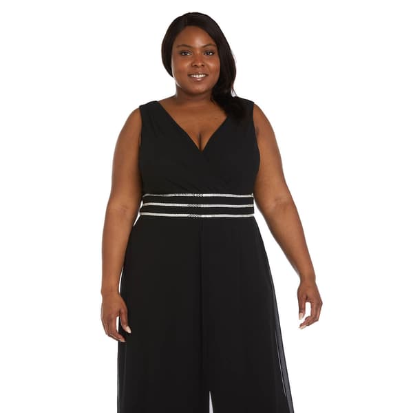 Plus Size R&M Richards Sleeveless Wrap Front Jumpsuit