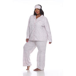 Plus Size White Mark 3pc. pink Cheetah Pajama Set
