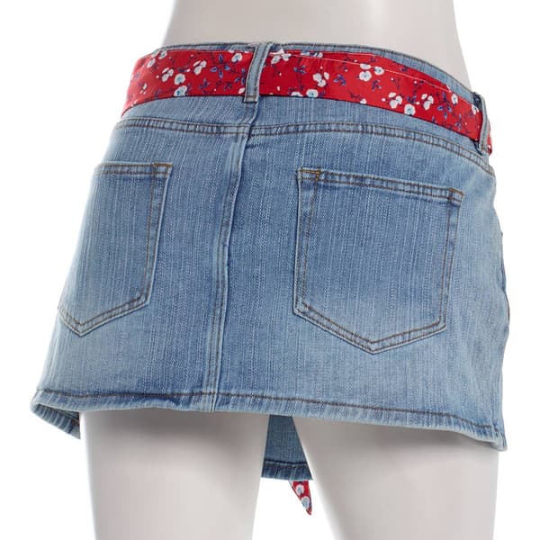 Juniors Madden Girl Floral Scarf Belt Mini Denim Skirt