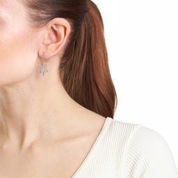 Athra Fine Silver Plated Crystal Snowflake Drop Earrings