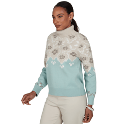 Petite Ruby Rd. Mythical Floral Fair Isle Turtleneck Sweater