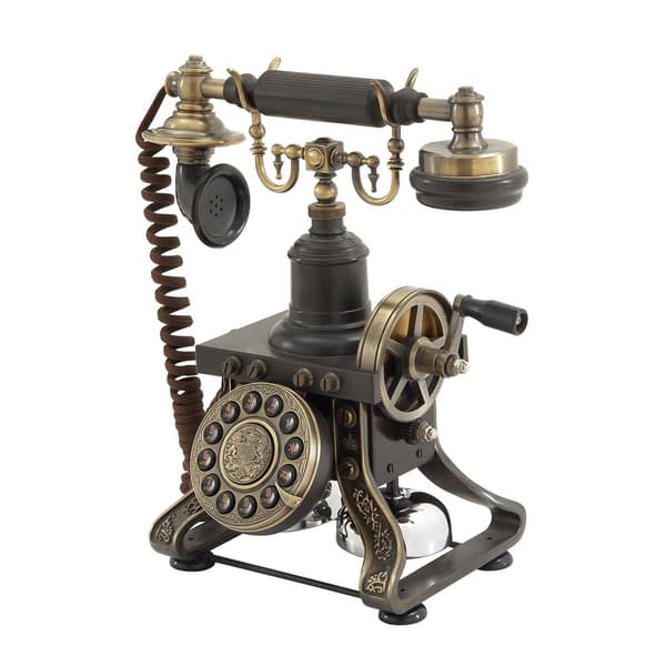 9th &amp; Pike® Black Brass Vintage Antique Phone