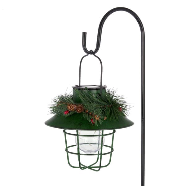 Alpine Solar Powered LED Outdoor Metal Lantern w/ Shepherd''s Hook - image 