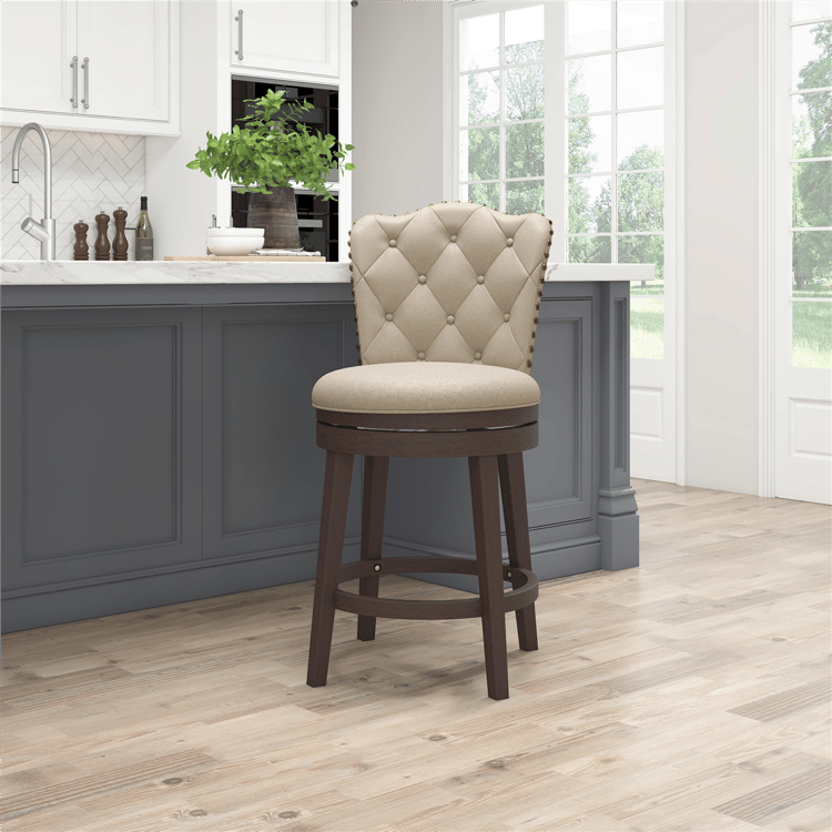 HH2 Home Edenwood Cream Counter Height Swivel Stool