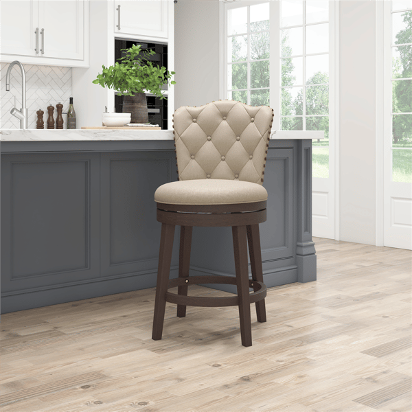 HH2 Home Edenwood Cream Counter Height Swivel Stool