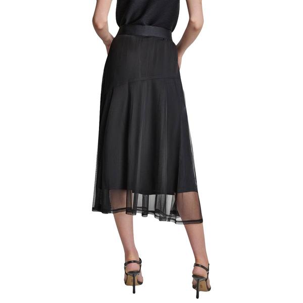 Womens DKNY Pull On Layered Mesh Midi Skirt