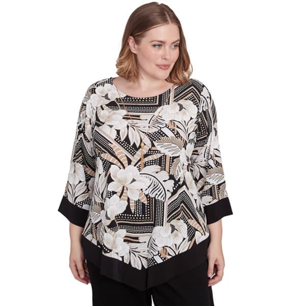 Plus Size Alfred Dunner Geometric Floral Knit Blouse