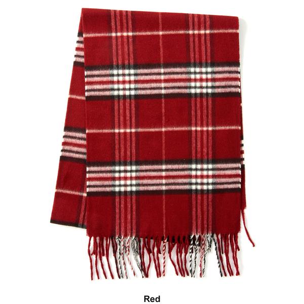 Mens V. Fraas Classic Plaid Print Scarf with Fringe