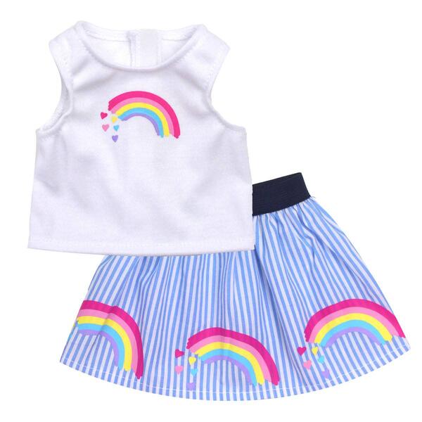 Sophia&#39;s(R) 2pc. Rainbow Striped Skirt and Top Set - image 