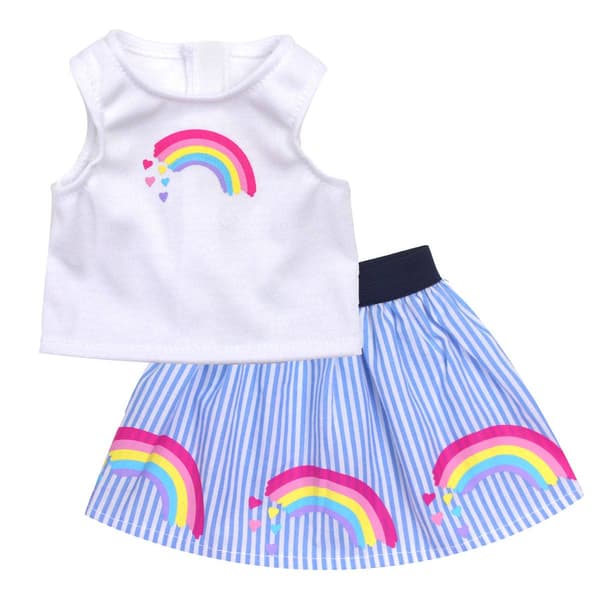 Sophia's(R) 2pc. Rainbow Striped Skirt and Top Set - image 