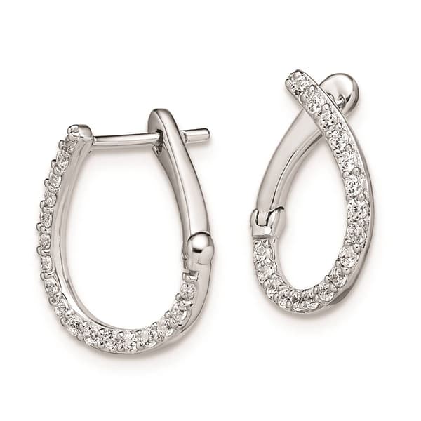 Pure Fire 14kt. White Gold Diamond Fancy Twist Hoop Earrings