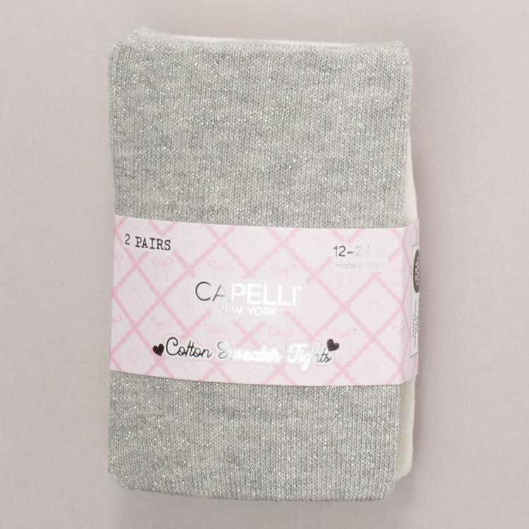 Baby Girl (12-24M) Capelli(R) New York 2pk. Lurex & Solid Tights