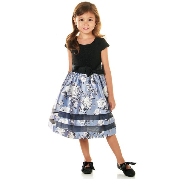 Girls (4-6x) Bonnie Jean Cap Sleeve Sparkle & Floral Dress - image 