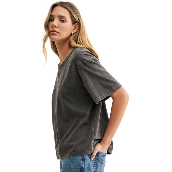 Womens CITY BLUES Short Sleeve Round Neck Acid Wash Tee