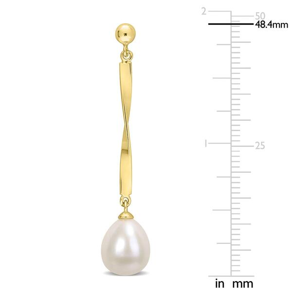 Gemstone Classics&#8482;  Freshwater Pearl Yellow Silver Drop Earrings