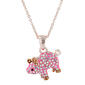 Crystal Kingdom Rose-Tone & Pink-Tone Crystal Pig Necklace - image 1