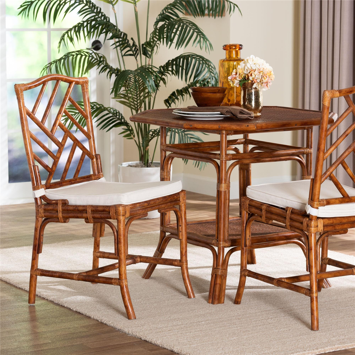 bali & pari Rio Marbled Tortoise Natural Rattan Dining Chair