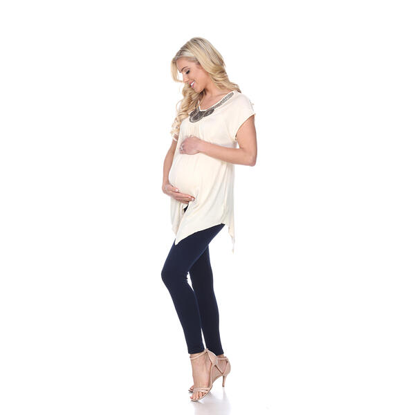 Womens White Mark Myla Embellished Tunic Maternity Top