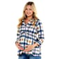 Womens Times Two 3/4 Sleeve Roll Tab Plaid Tunic With Jeans Set - image 1