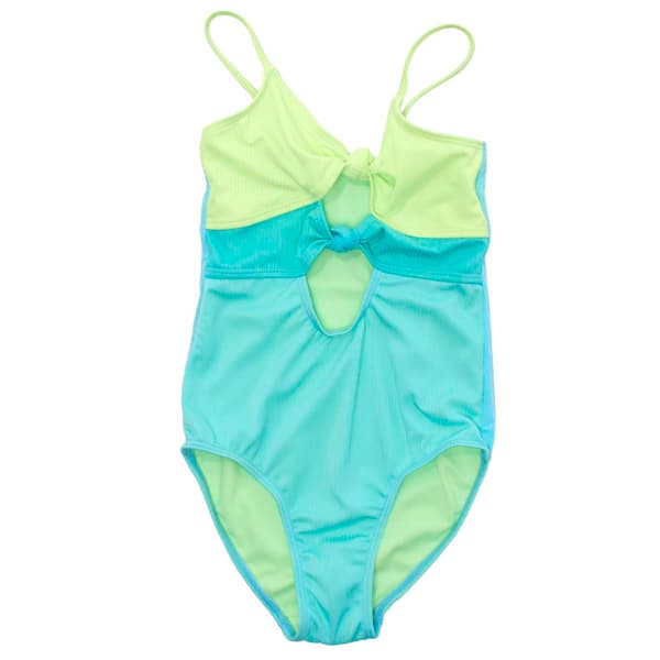 Girls (7-16) Breaking Waves Color Block Cutout One Piece Swimsuit - image 