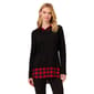 Womens Adrianna Papell Crew Neck 2Fer Windowpane Sweater-RED - image 1