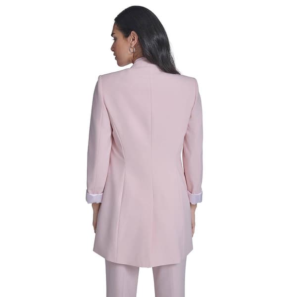 Womens Calvin Klein Roll Cuff Sleeve Open Front Long Blazer