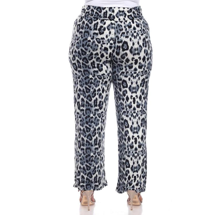 Plus Size White Mark Leopard Palazzo Pants