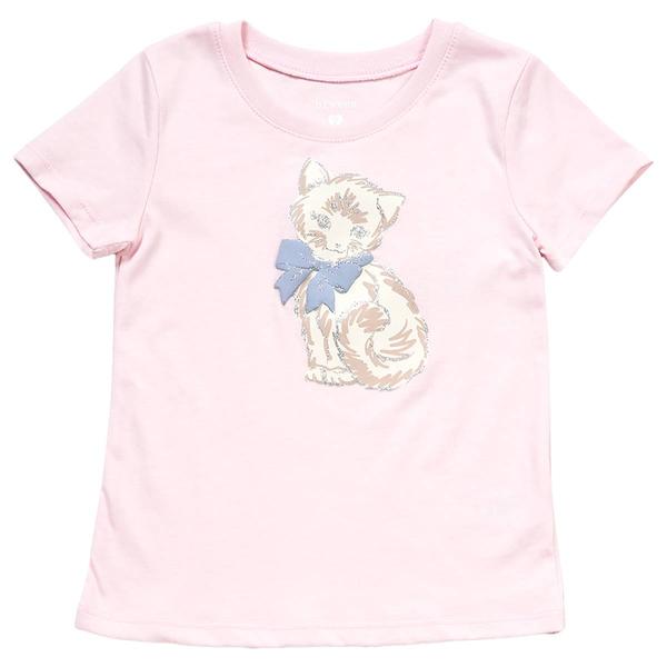 Girls (4-6x) BTween® Short Sleeve Glitter Cat Graphic Tee