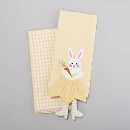 C &F Home Dangling Legs Bunny 2pk. Kitchen Towel Set