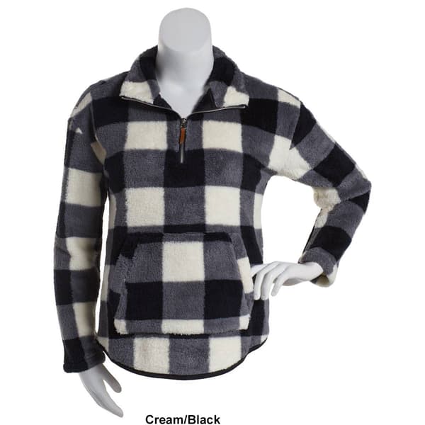Plus Size Jason Maxwell 1/4 Zip Buffalo Plaid Fleece Jacket