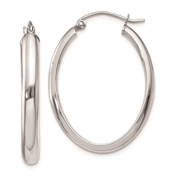 Gold Classics(tm) 14kt. White Gold 17x3.75mm Hoop Earrings - image 