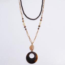 Ashley Cooper(tm) Layered Link Tortoise-Style Ring Pendant Necklace