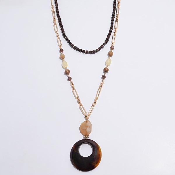Ashley Cooper(tm) Layered Link Tortoise-Style Ring Pendant Necklace - image 